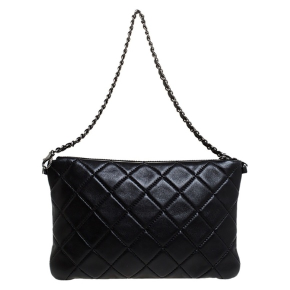 AUTHENTIC CHANEL Mineral Nights Clutch Gold Black Lambskin Wristlet Circa 2012 - Picture 4 of 15